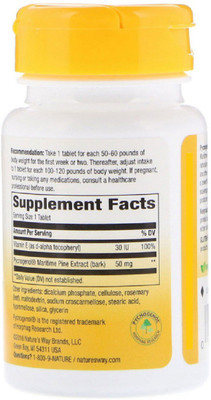 

Nature's Way Pycnogenol, Pine Bark Extract, 50 mg, 30 Tablets(30 No)
