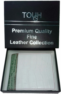 

TOUGH Men White Genuine Leather Wallet(6 Card Slots)