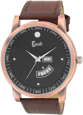 Cavalli Exclusive Day Date Series Quartz Movement Stylish Black Dial Wrist Watch for Boys Analog Watch  - For Men