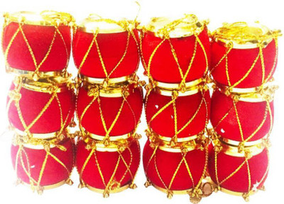 ONRR Collections red drum 1x1inch (3x3cm) size pack of 12pcs for christmas/festive decoration Hanging Ornaments Pack of 12