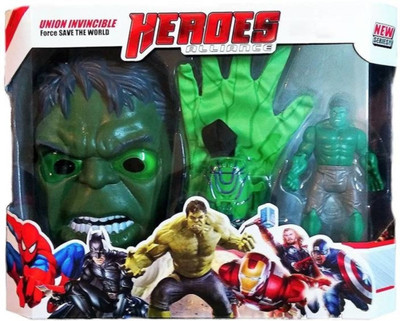 

Royal Collections Avengers 3 in 1 Gift Set 1 Glove + 1 Mask + 1 Action Figure (HULK) (Green)(Green)