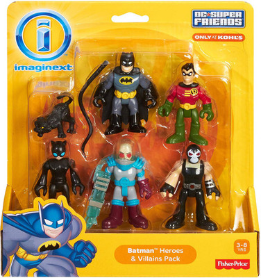 

Fisher-Price Super Friends - Batman Heroes & Villains Pack With Batman Robin Catwoman Mr. Freeze and Bane(Multicolor)