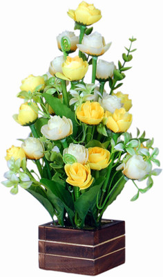 

Loxia Yellow Assorted Artificial Flower with Pot(12 inch, Pack of 1)