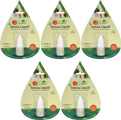 

SO SWEET Stevia Liquid -Pack -5-500 Drops - Natural Sweetener 100% Natural Sweetener-Sugarfree Sweetener(25 ml, Pack of 5)