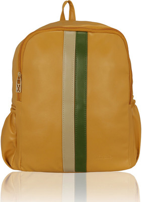 

Kleio Stylish Trendy Soft PU Leather Double Compartment Travel / College 10.6 L Backpack(Yellow), Mustard