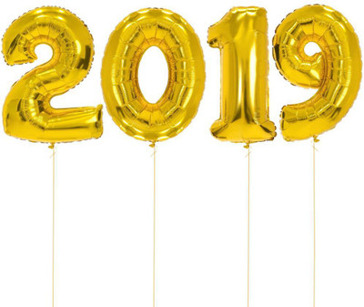 

Tiank Innovation Solid XL Size 2019 Gold Foil Balloon Balloon(Gold, Pack of 4)
