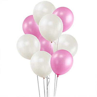 

Masti Zone Solid Pack of 50 ( 25 Pink + 25 White ) Matelic Latex Balloons Balloon(Multicolor, Pack of 50)