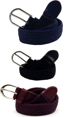 

ELS Women Casual, Evening, Formal Blue, Black, Maroon Canvas, Fabric, Synthetic Belt, Black;blue;maroon