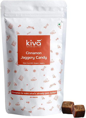 

KIVA Cinnamon Jaggery (Gur) Candy | 100% Natural | Organic | Gluten free | Vegetarian | 20 pc * 8 gm ( Pack of 1) Cinnamon Candy