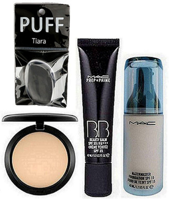 

tiara Silicon Puff , Studio Fix Compact , Prep+Prime BB Beauty Balm Cream Foundation , Matchmaster Foundation(Set of 4)
