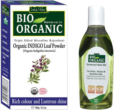 

Indus Valley Organic Indigo Powder with Hair Regrowth Oil Combo Pack(Set of 2)
