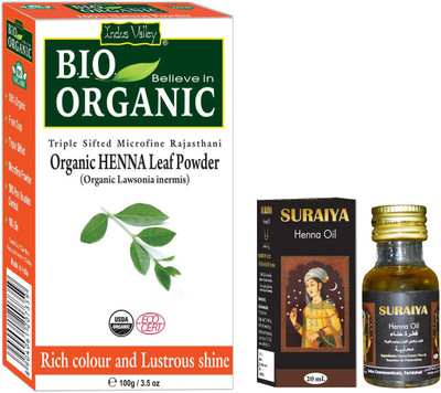 

Indus Valley Organic Henna Leaf Powder with Henna Oil Combo Pack(Set of 2)