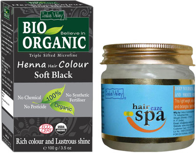 

Indus Valley Bio Organic Soft Black Henna Hair Color with Hair Eaze Spa Combo Kit(Set of 2)