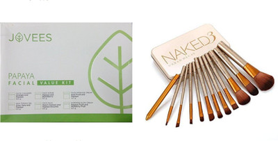 

Jovees Papaya Facial Value Kit (315 G) and Naked Brush Set Combo(Set of 2)