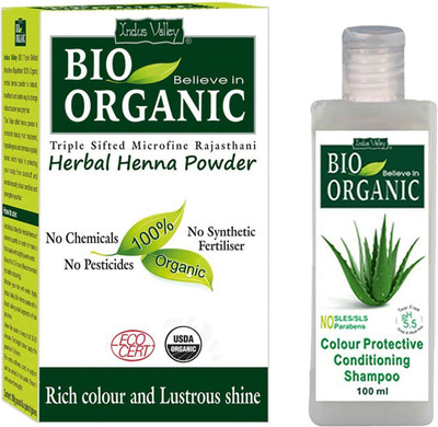 

Indus Valley Herbal Henna Powder with Colour Protection Shampoo Combo Pack(Set of 2)