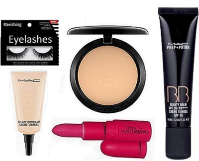 

ravishing Eyelashes, Mac Compact&Select Cover Up Concealer, Mac prep+ Primer , Matte Giambttista Lipstick(Set of 5)