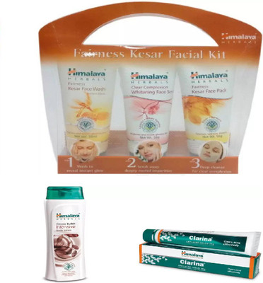 

Himalaya FAIRNESS KESAR FACIAL KIT, BUTTER BODY LOTION,CLARINA ANTI CREAM(Set of 3)