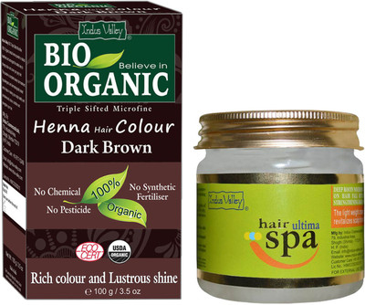 

Indus Valley Bio Organic Dark Brown Henna Hair Color with Hair Ultima Spa Combo Kit(Set of 2)