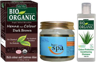 

Indus Valley Bio Organic Dark Brown Henna Hair Color with Hair Eaze Spa and Colour Protection Shampoo Combo Kit(Set of 3)