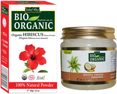 

Indus Valley Organic Hibiscus Powder and Pure Coconut Oil Combo Pack(Set of 2)