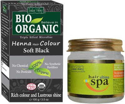 

Indus Valley Bio Organic Soft Black Henna Hair Color with Hair Ultima Spa Combo Kit(Set of 2)