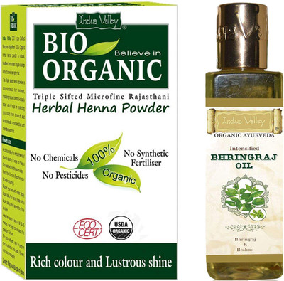 

Indus Valley Herbal Henna Powder with Bhringraj Oil Combo Pack(Set of 2)