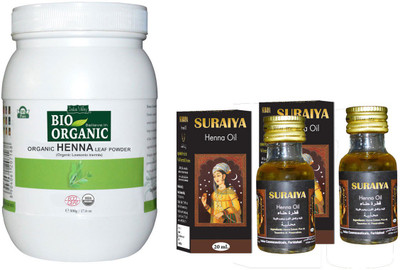 

Indus Valley Organic Henna Leaf Powder Bulk Pack with 2 Henna Oil Combo Pack(Set of 3)