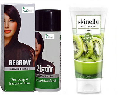 

skinella regrow hair oil and Kiwi face scrub combo(Set of 2)