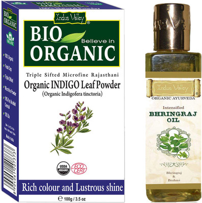 

Indus Valley Organic Indigo Powder with Bhringraj Oil Combo Pack(Set of 2)