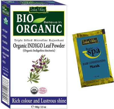 

Indus Valley Pure Organic Indigo Powder with Hair Eaze Spa Sachet Free(Set of 2)