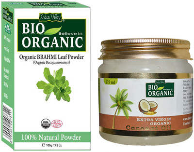

Indus Valley Bio Organic Brahmi Powder and Coconut Oil for Nourished Hair- Set of 2(Set of 2)