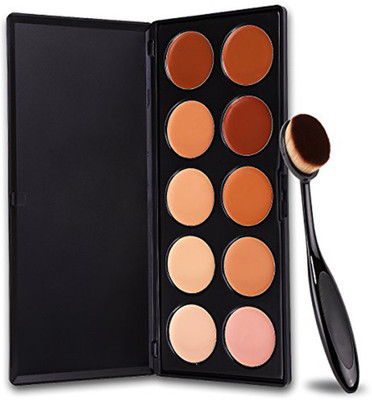 

LUV-LI PRO SERIES 10 Colors Contour Palette Concealer, 1 FOUNDATION OVAL BRUSH(Set of 2)