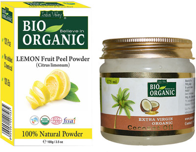 Indus Valley Lemon peel powder and Coconut Oil for Hair Styling- Set of 2(Set of 2)