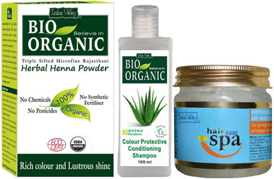 

Indus Valley Herbal Henna Powder with Colour Protection Shampoo and Hair Eaze Spa Combo Pack(Set of 3)