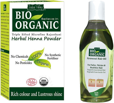 

Indus Valley Herbal Henna Powder with Hair Regrowth Oil Combo Pack(Set of 2)
