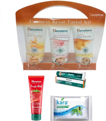

Himalaya FAIRNESS KESAR FACIAL KIT, CLARINA ANTI CREAM, KARACLEANSING HYDRATING WIPES, OIL CLEAR STRAWBERRY FACE WASH(Set of 4)