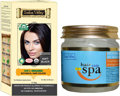 

Indus Valley 100% Organic Botanical Soft Black Ayurvedic Hair Color with Hair Eaze Spa Combo Pack(Set of 2)