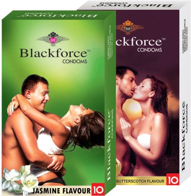 

Blackforce 2 pcs in 20 pcs extra dotted Jasmine Butterscotch Condom(Set of 2, 20S)