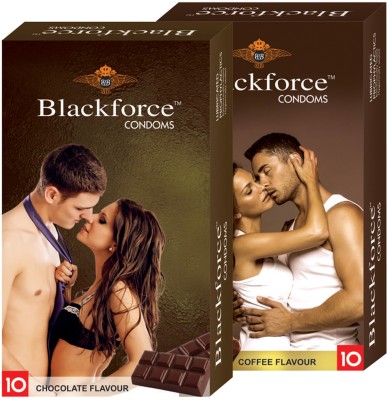 

Blackforce 2 pcs in 20 pcs extra dotted Chocolate Coffee Condom(Set of 2, 20S)