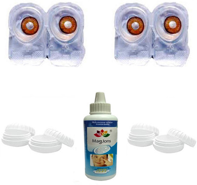 

Magjons 2 pair Combo Brown Monthly Contact Lens(0, Beown, Pack of 2)