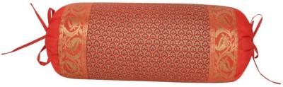 Lal Haveli Raw Silk Bolsters Cover(38.1 cm*76.2 cm, Red)