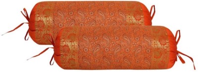 Lal Haveli Raw Silk Bolsters Cover(Pack of 2, 38.1 cm*76.2 cm, Yellow)