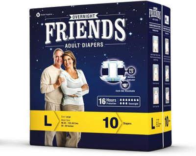 

Friends Overnight Adult Diaper ( Large) Size- 38-60 inches 10 Diapers Adult Diapers - L(10 Pieces)