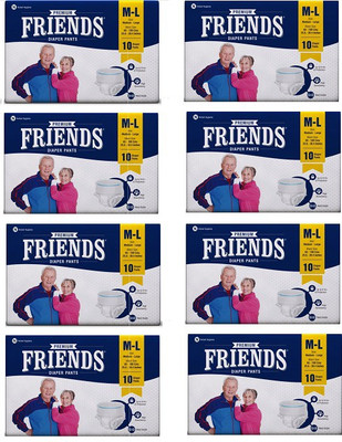 

Friends Protective Underwear for men & Women Disposable Pull-ups - M-L (10 Pcs/Pack) (Pack of 8) Adult Diapers - L(80 Pieces)