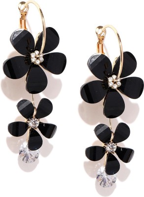 Jewels Galaxy Luxuria Black Gold-plated Cubic Zirconia Copper Drops & Danglers