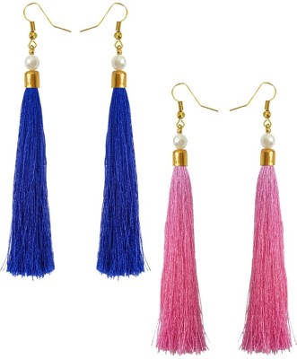 rich & famous Stylish Long Tassel Earring Pearl Metal Tassel Earring