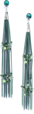 Jewels Galaxy Luxuria Green Silver Onyx, Crystal Copper Drops & Danglers