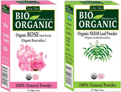 

Indus Valley 100% Pure Rose Petals Powder and Neem Powder for Herbal Skin Care Set of 2(200 g)