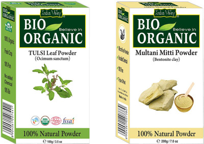 

Indus Valley Pure Multani Mitti Powder and Tulsi Powder for Natural Skin Care Set of 2(300 g)