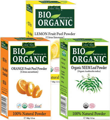 

Indus Valley Bio Organic Lemon Peel, Neem & Orange Peel Powder Combo-Set of 3(300 g)